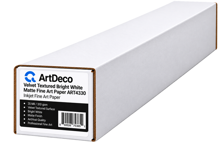 Velvet Textured Bright White Matte Fine Art Paper ART4330